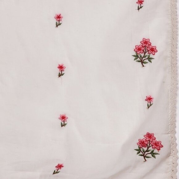 Shivansh Creations Off White, Pink & Green Embroidered Cotton Kurta Set, S-2XL - Picture 6 of 7